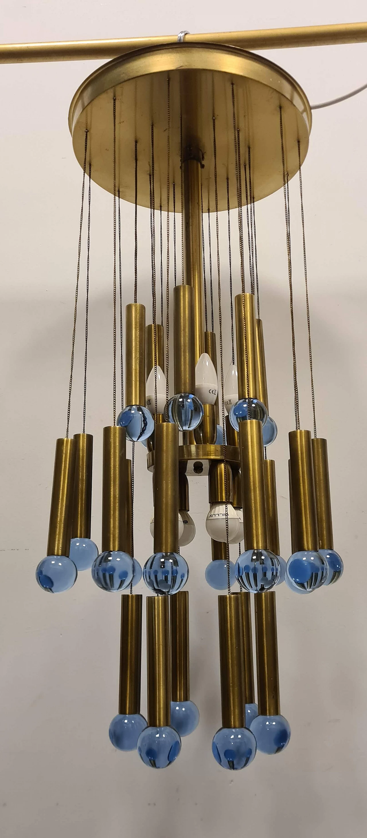 Lampadario a cascata in metallo cromato e vetro di Murano di Gaetano Sciolari, anni '50 5