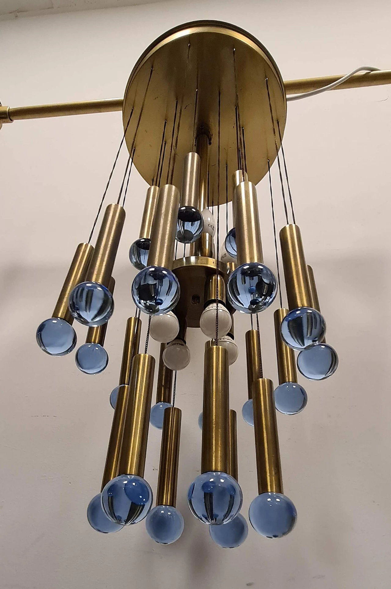 Chromed metal and Murano glass cascade chandelier by Gaetano Sciolari, 1950s 7