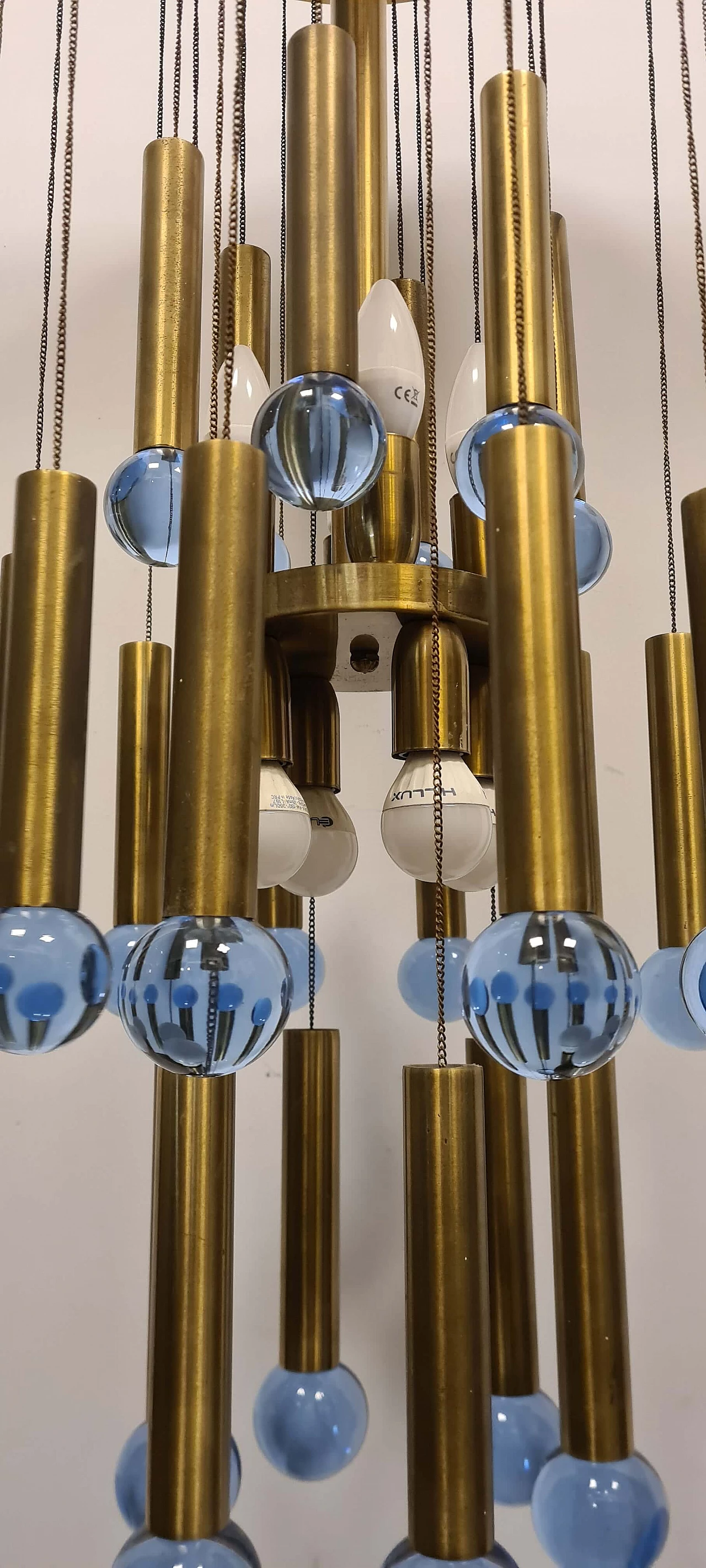 Chromed metal and Murano glass cascade chandelier by Gaetano Sciolari, 1950s 10