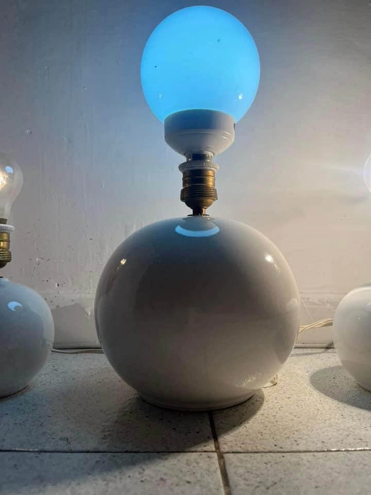 3 Table lamps with opaline ceramic base, 1940s 3