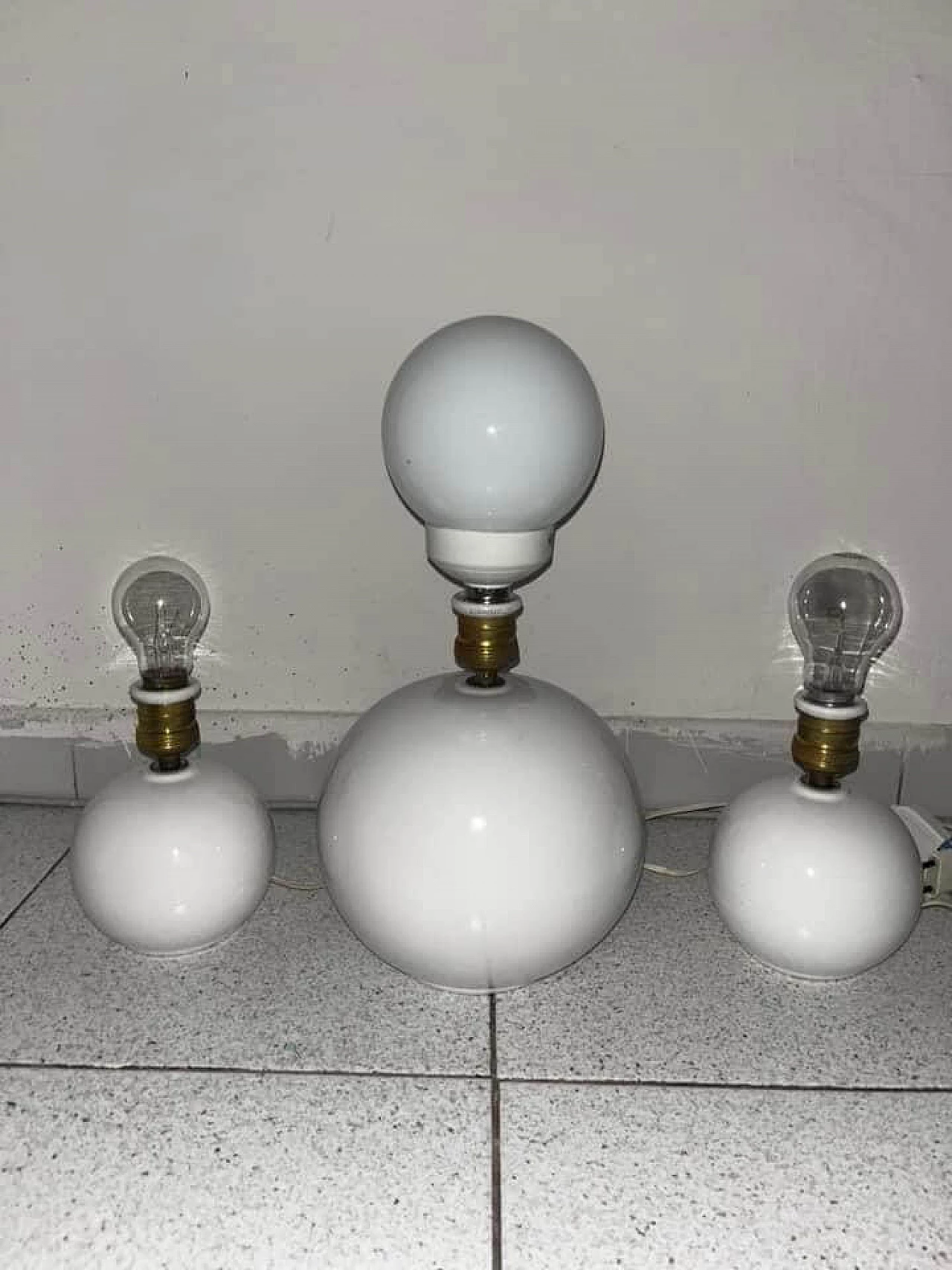 3 Table lamps with opaline ceramic base, 1940s 9
