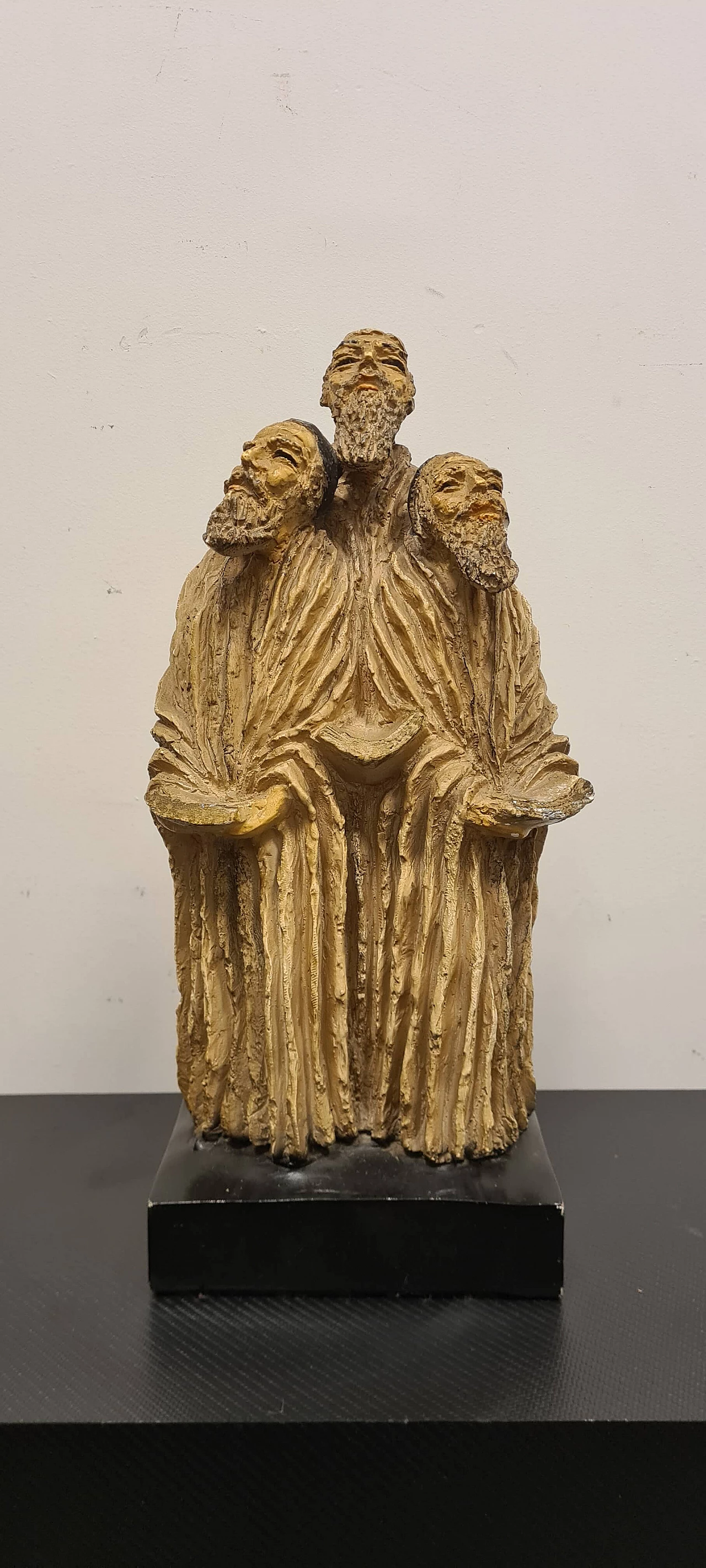 Enamelled stoneware sculpture depicting Jewish singing trio, 1960s 1