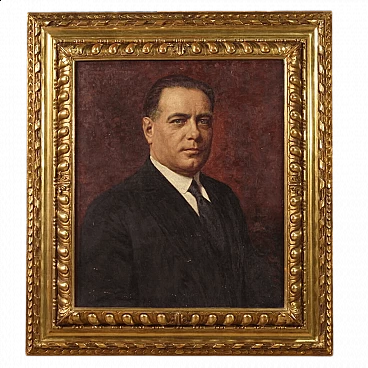 Angelo Garino, male portrait, oil painting on canvas, 1931