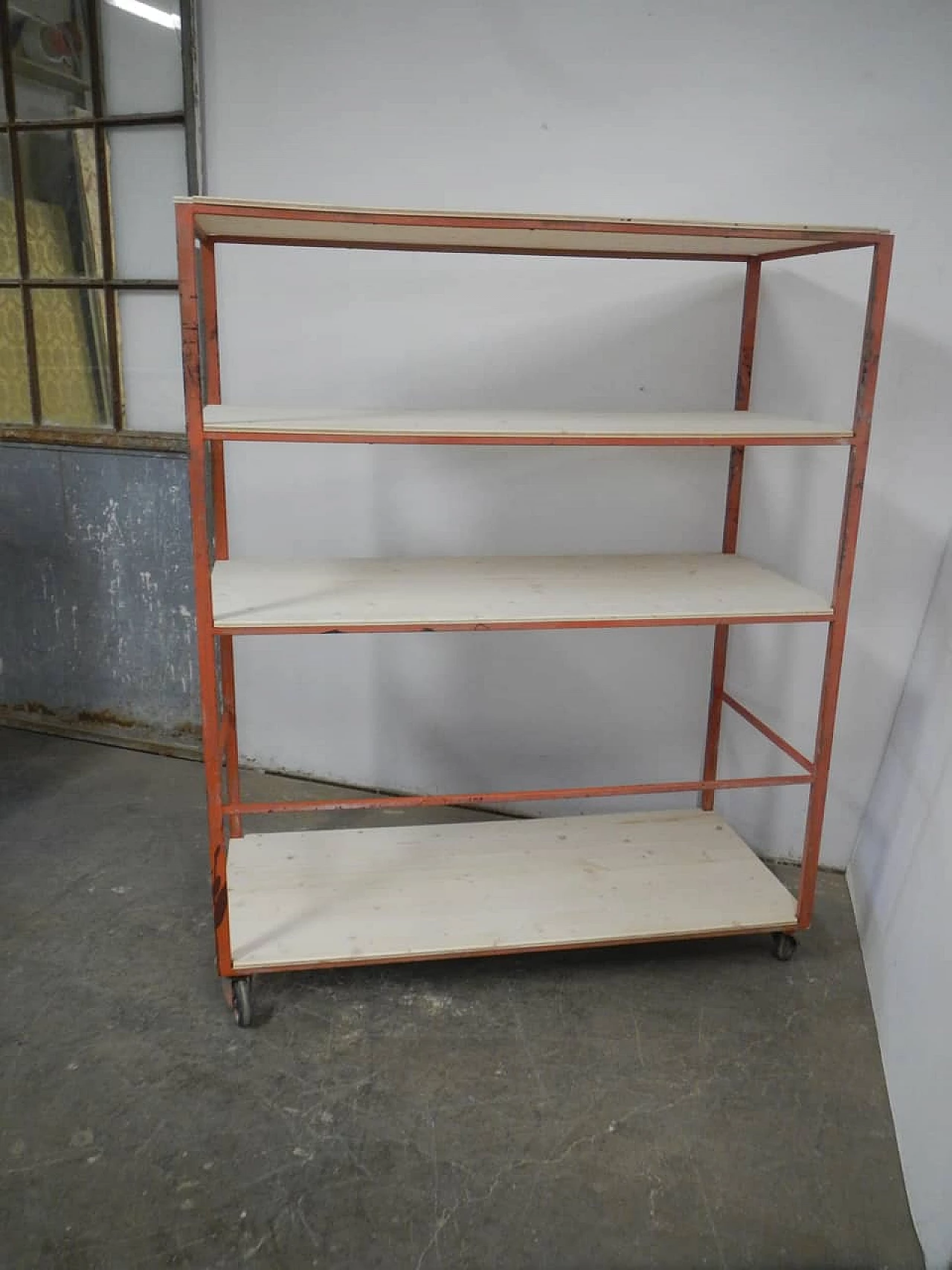 Iron potter's cart with fir shelves, 1970s 3