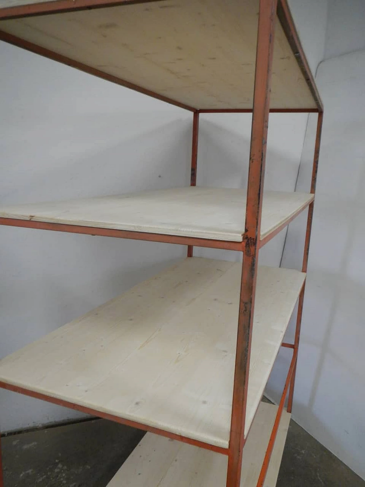 Iron potter's cart with fir shelves, 1970s 5