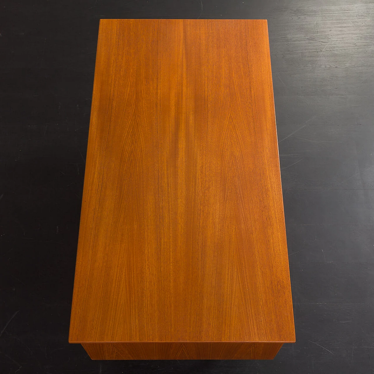 Scrivania vintage freestanding in teak con 7 cassetti, anni '60 11