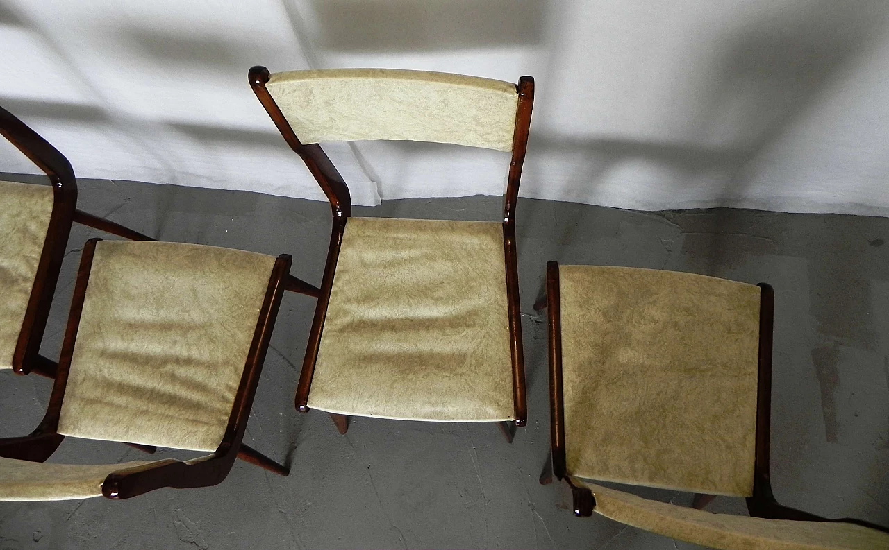 4 Sedie in legno e skai in stile Carlo Ratti, anni '60 6