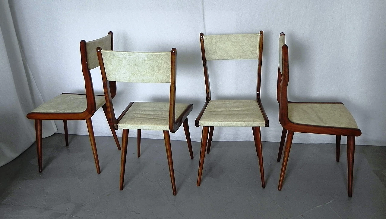 4 Sedie in legno e skai in stile Carlo Ratti, anni '60 8