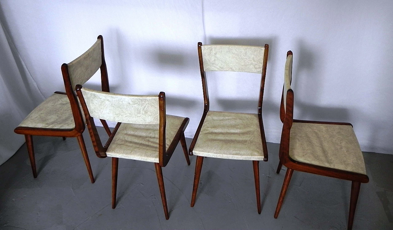 4 Wooden and skai chairs in Carlo Ratti style, 1960s 9