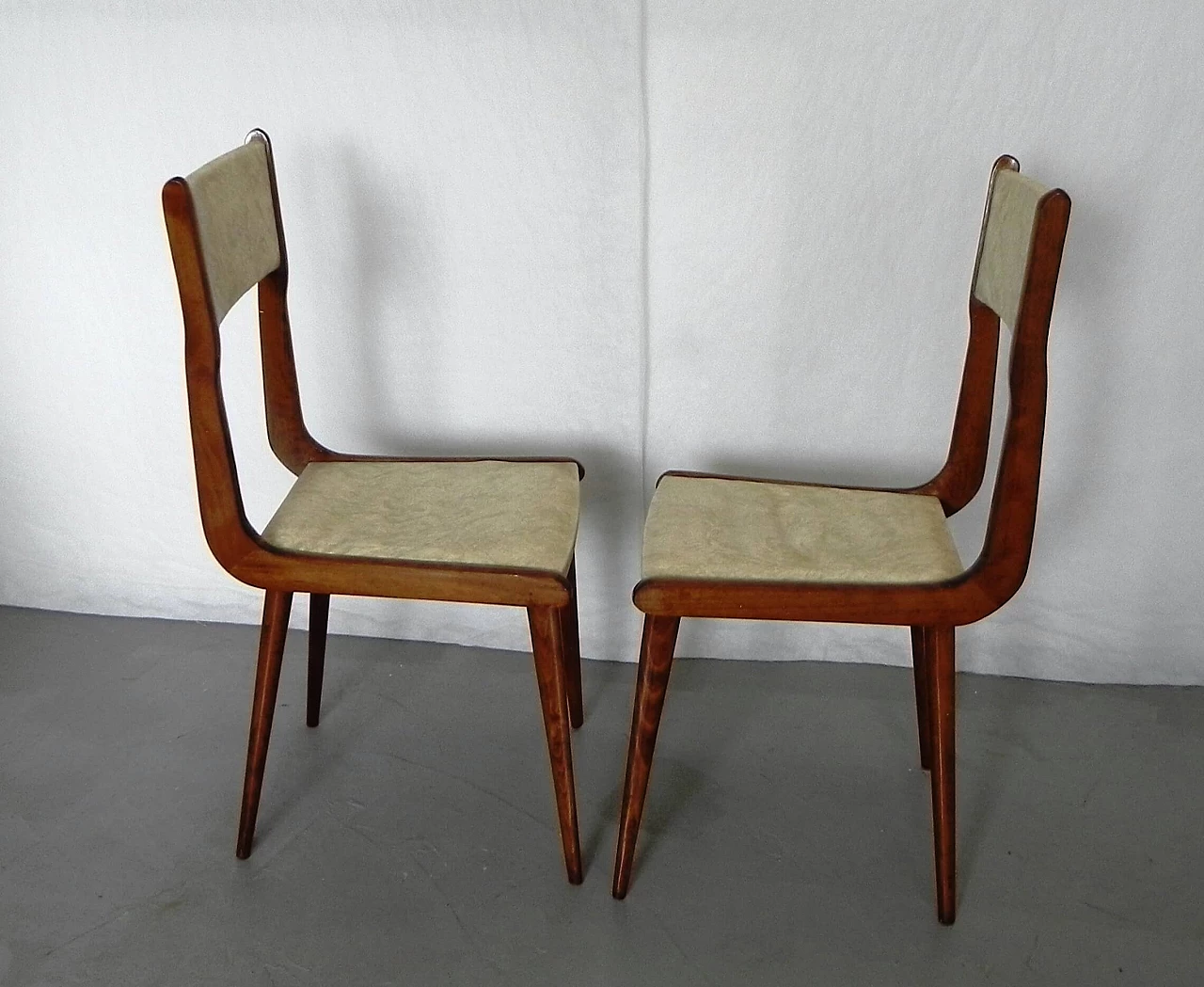 4 Wooden and skai chairs in Carlo Ratti style, 1960s 11