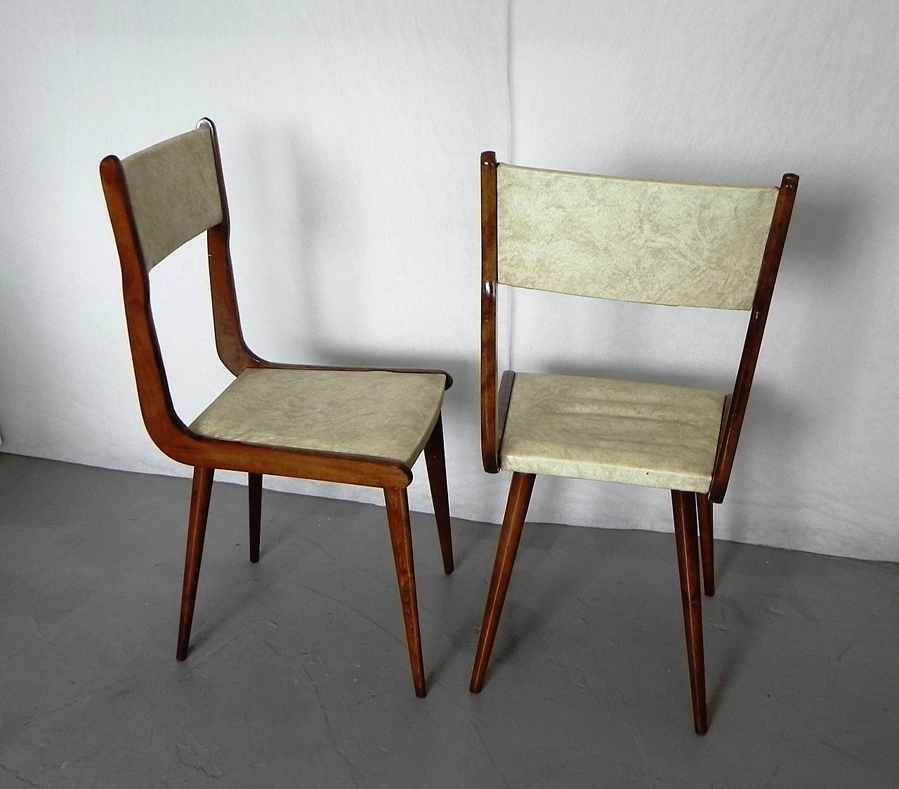 4 Wooden and skai chairs in Carlo Ratti style, 1960s 12