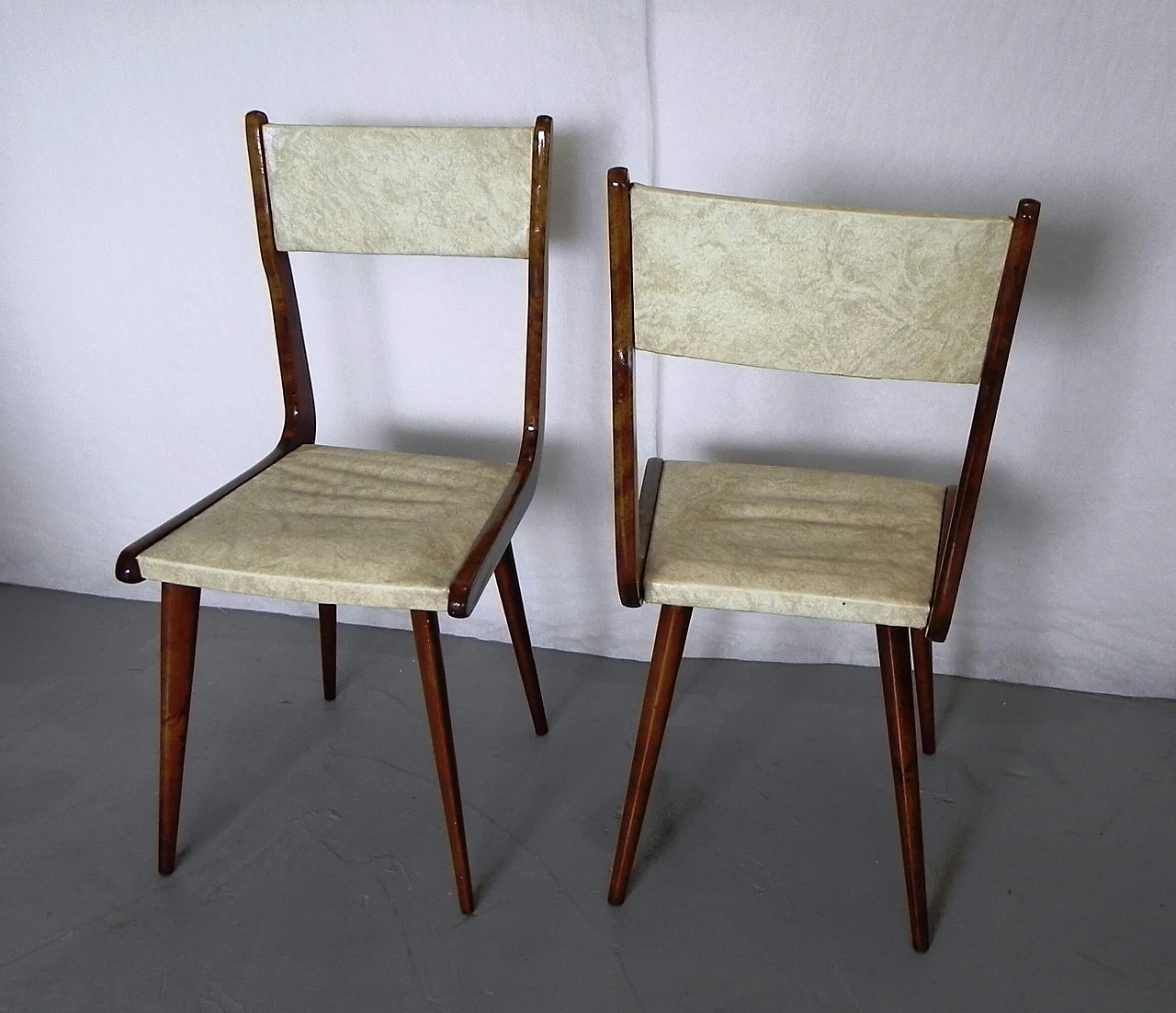 4 Wooden and skai chairs in Carlo Ratti style, 1960s 13