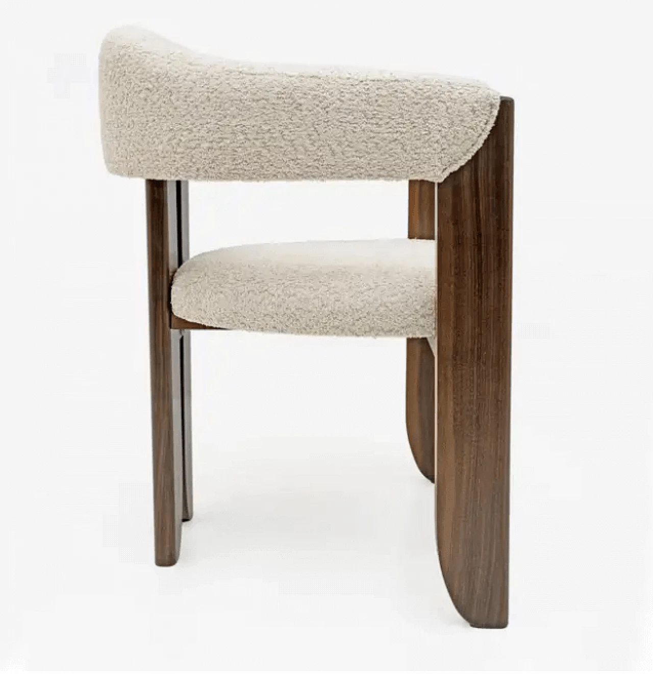 8 Bouclé and walnut dining chairs, 1970s 8