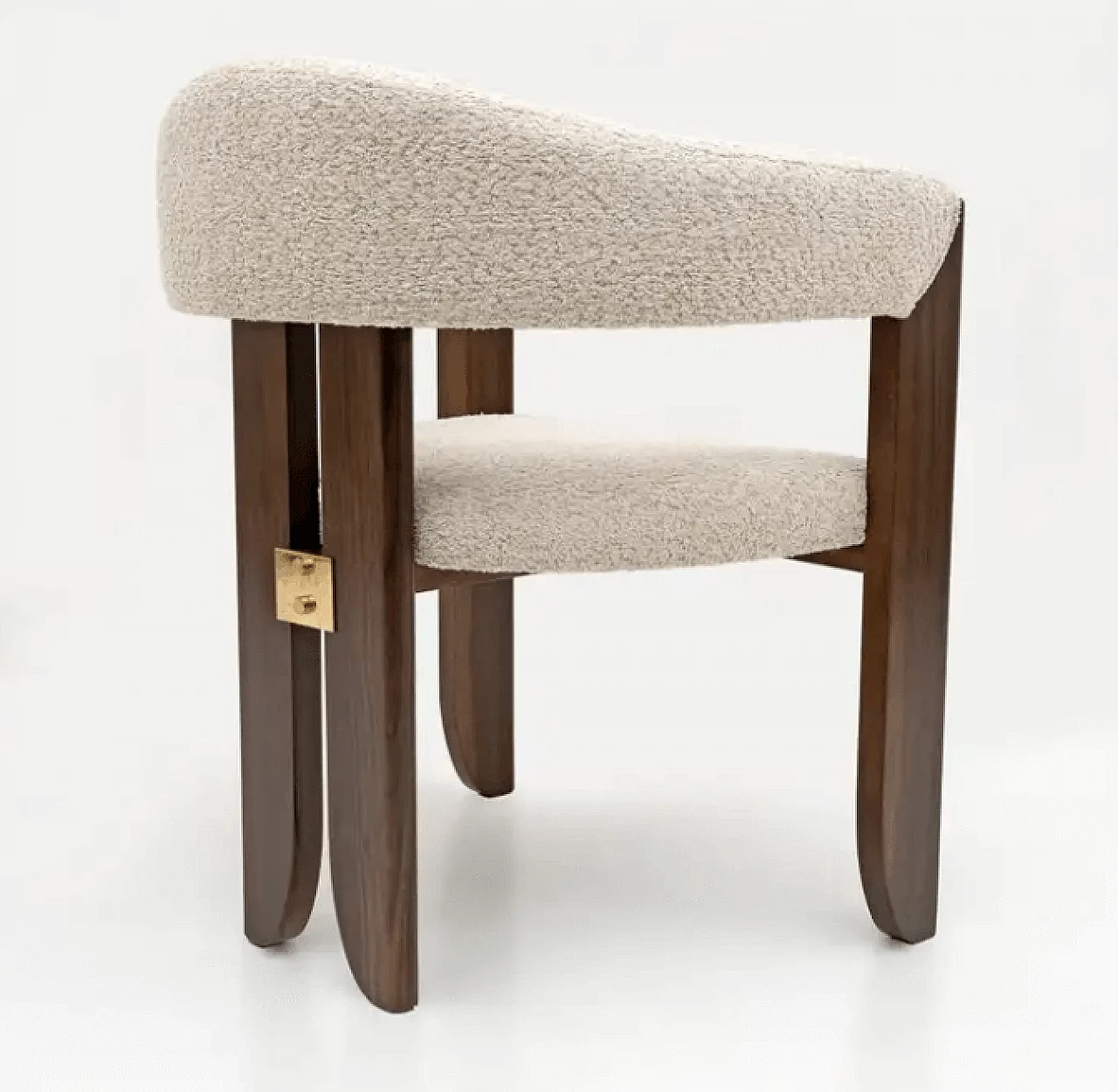 8 Bouclé and walnut dining chairs, 1970s 9