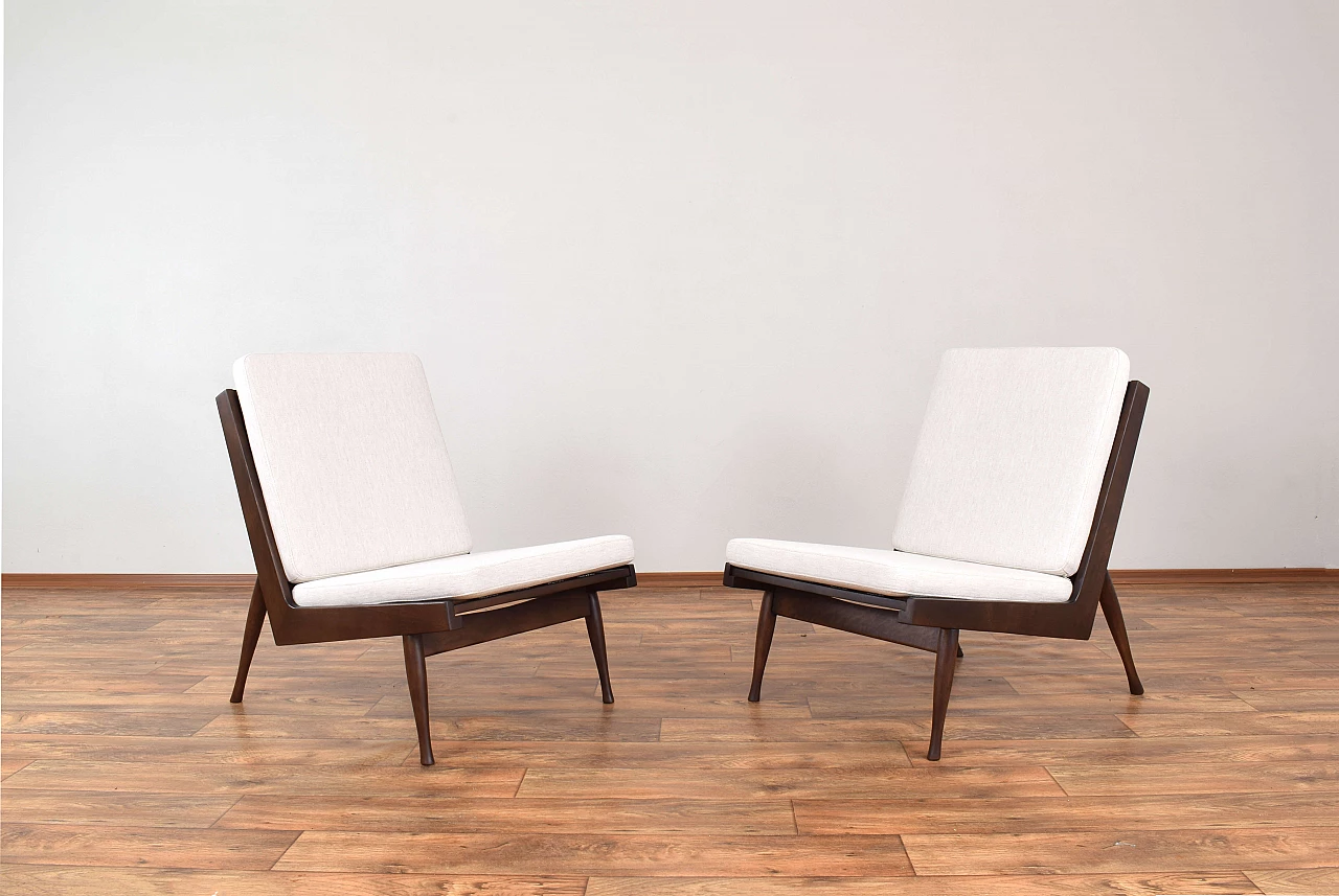 Pair of solid beech armchairs by M. Grabiński, 1960s 1