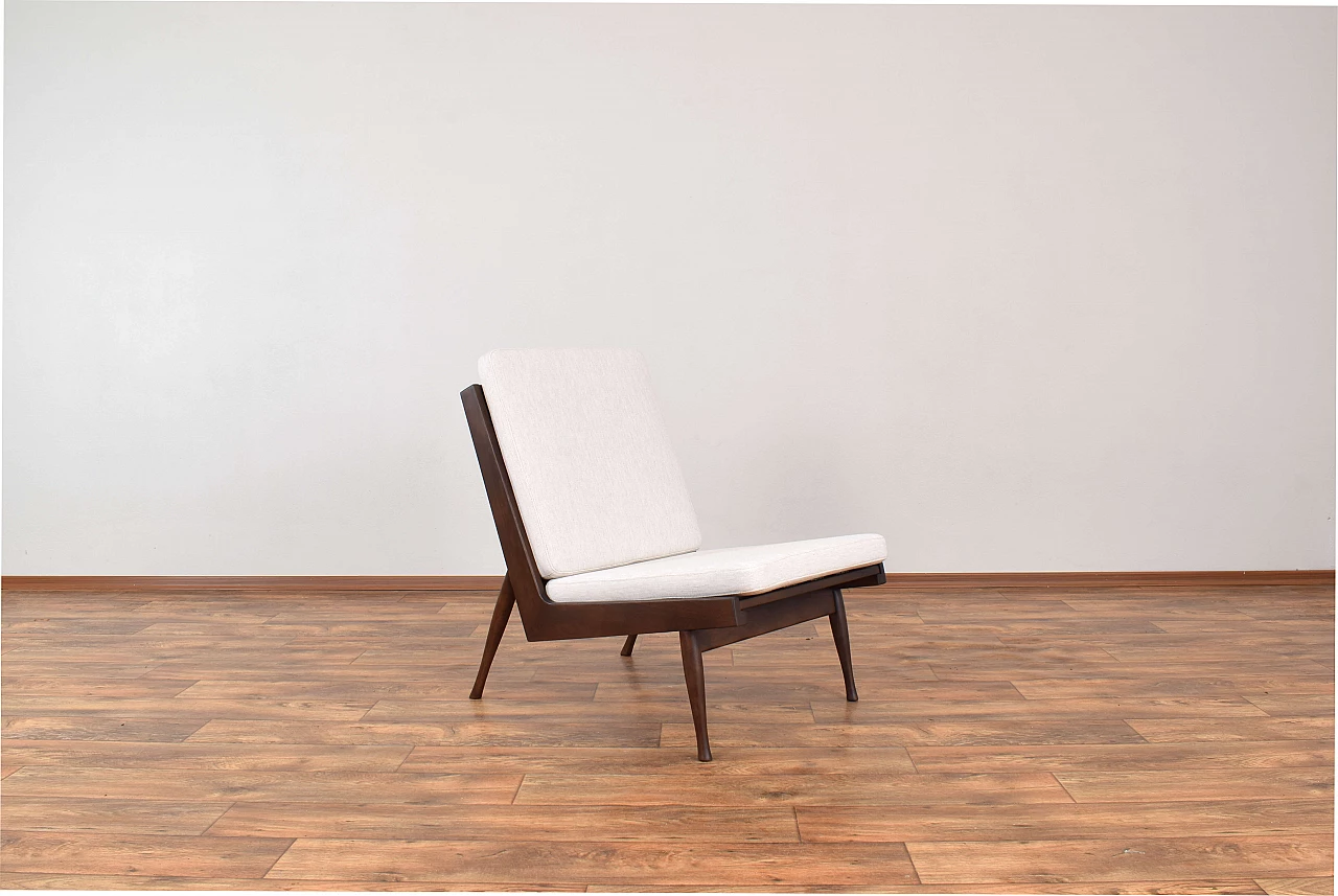 Pair of solid beech armchairs by M. Grabiński, 1960s 5