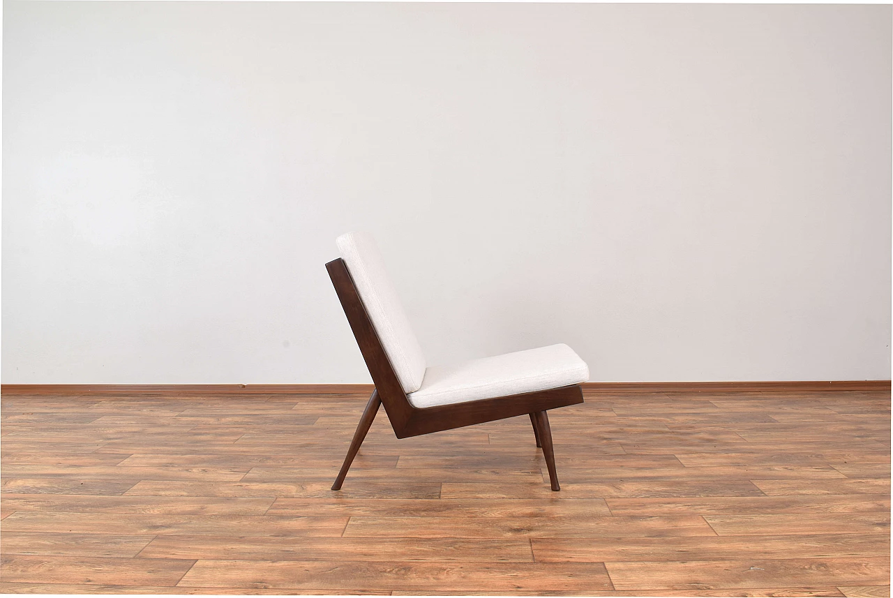 Pair of solid beech armchairs by M. Grabiński, 1960s 7