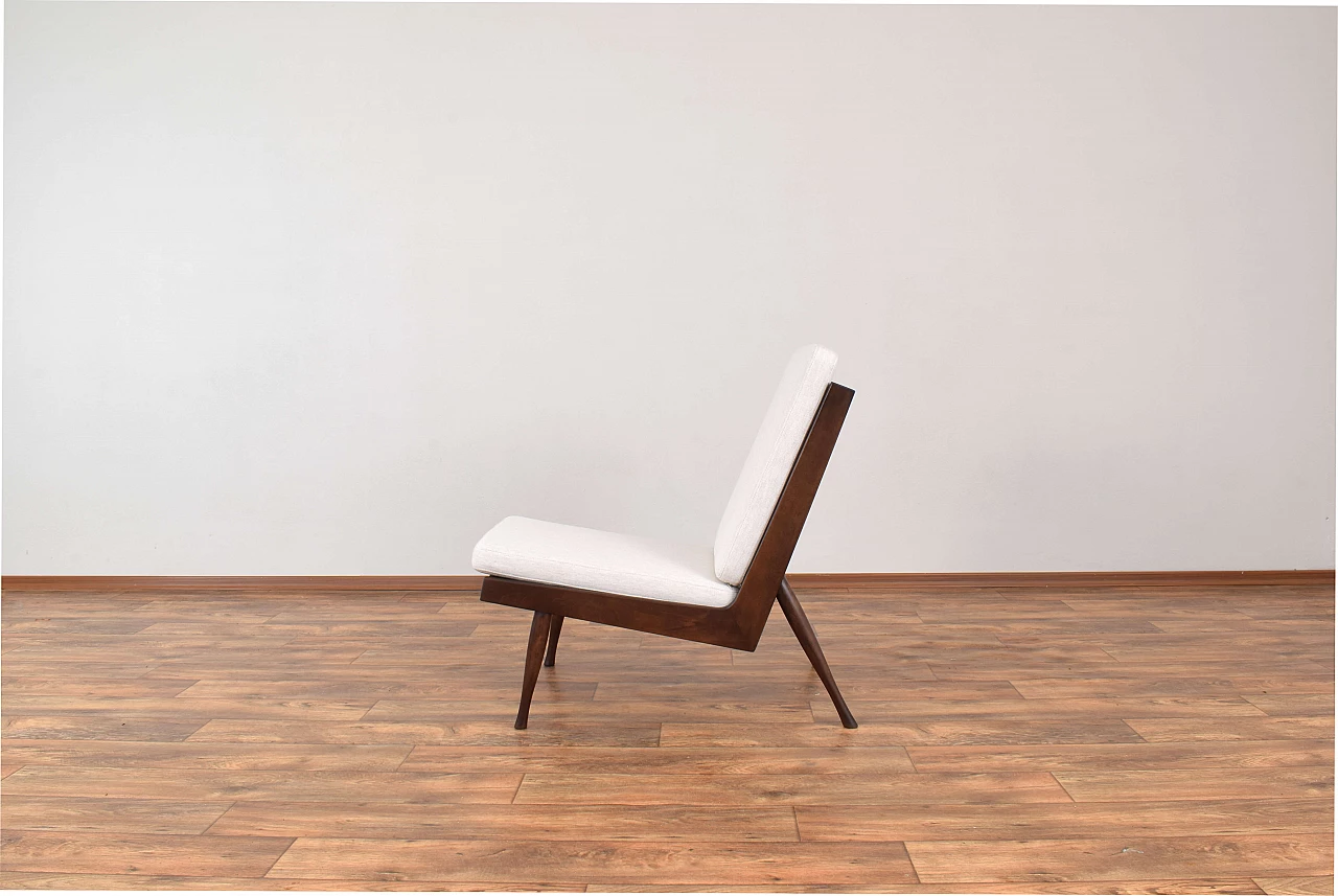 Pair of solid beech armchairs by M. Grabiński, 1960s 8