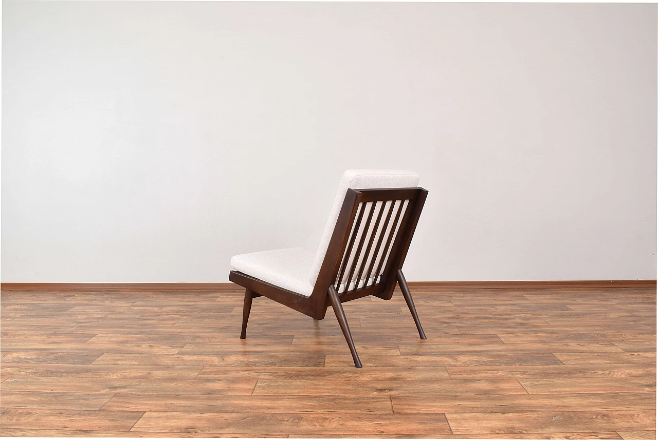 Pair of solid beech armchairs by M. Grabiński, 1960s 10