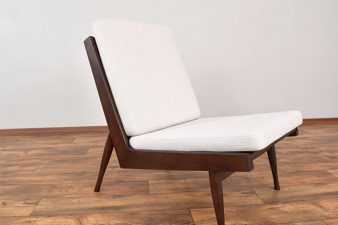 Pair of solid beech armchairs by M. Grabiński, 1960s 12