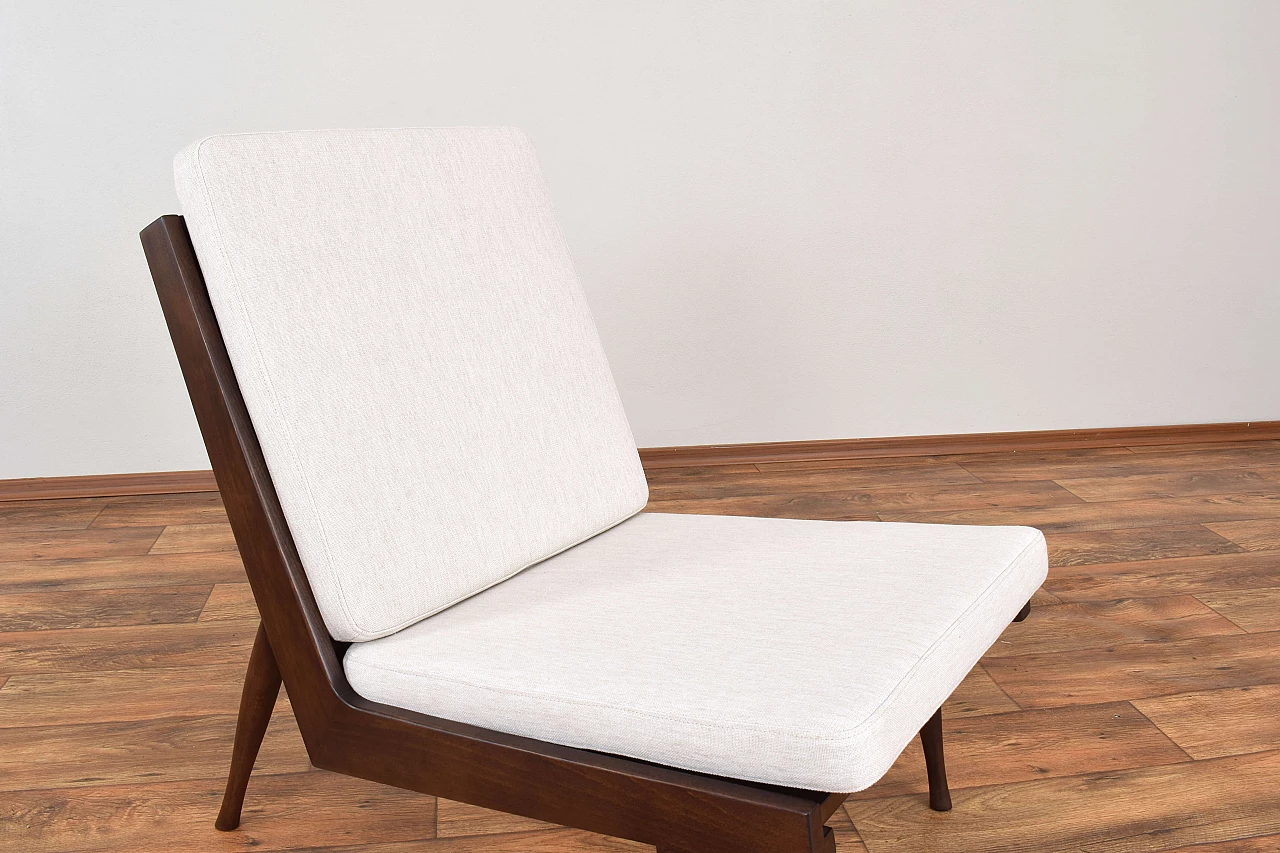 Pair of solid beech armchairs by M. Grabiński, 1960s 13