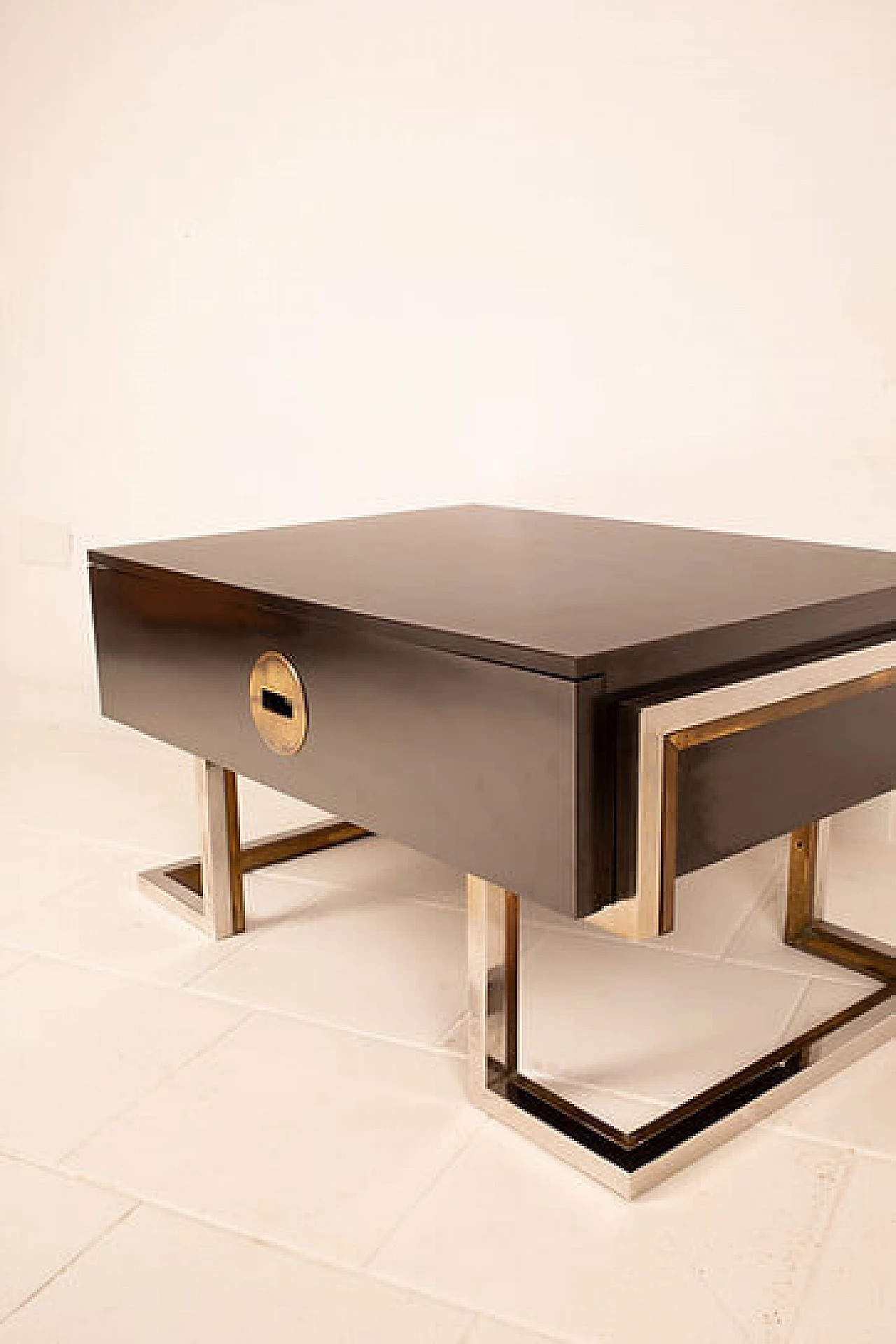 Wood, brass and steel coffee table by Romeo Rega, 1970s 3