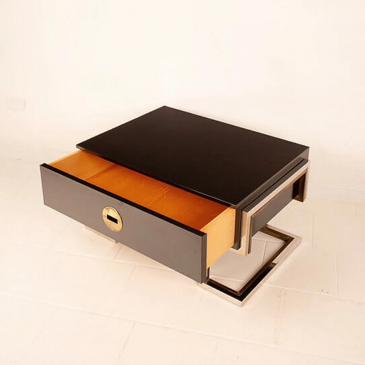 Wood, brass and steel coffee table by Romeo Rega, 1970s 6