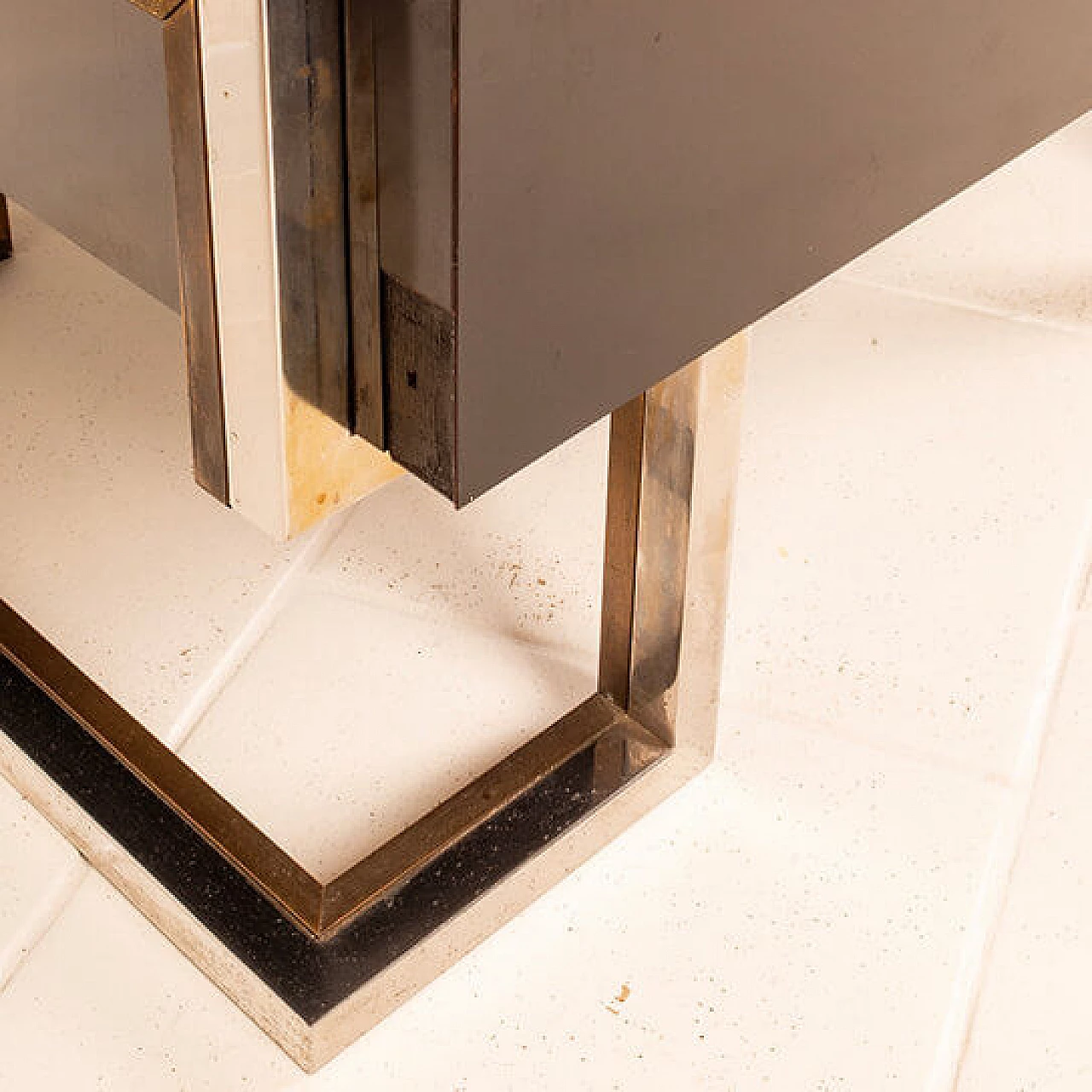 Wood, brass and steel coffee table by Romeo Rega, 1970s 9