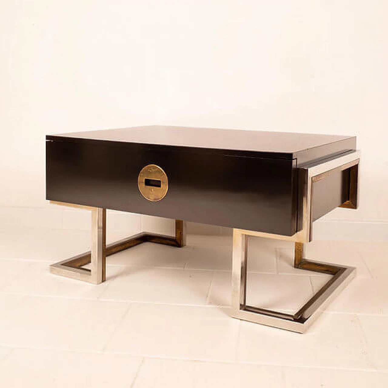 Wood, brass and steel coffee table by Romeo Rega, 1970s 12
