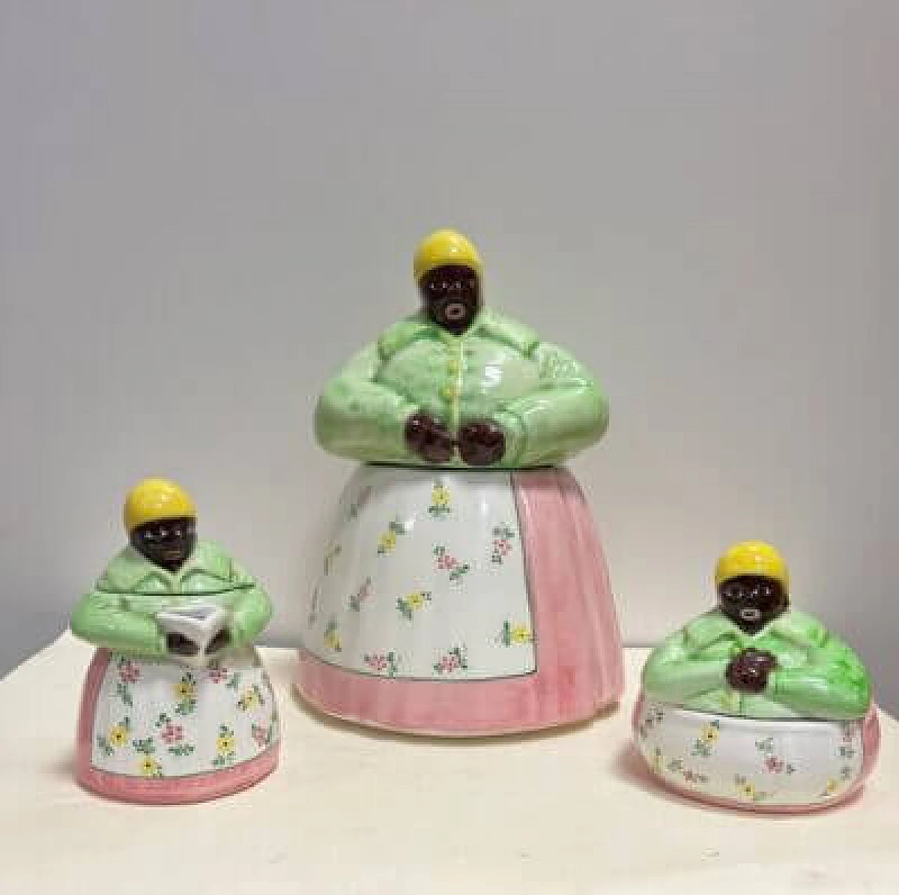 3 ESTE porcelains Mammy series, biscuit bowl, sugar bowl and milk jug, late 20th century 1