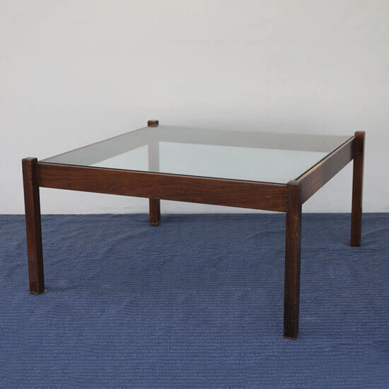 Rosewood coffee table with glass top by Cassina, 1950s 1