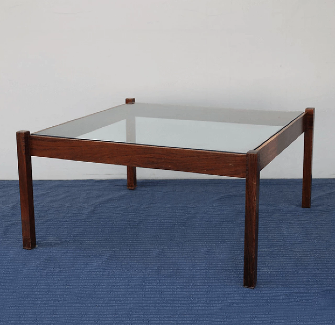 Rosewood coffee table with glass top by Cassina, 1950s 8