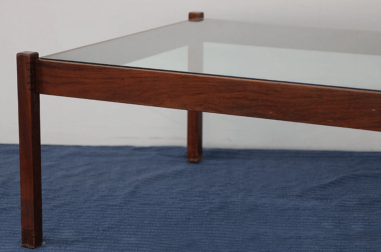 Rosewood coffee table with glass top by Cassina, 1950s 9