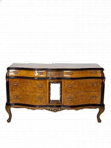 Genoese walnut-root chest of drawers, 1940s
