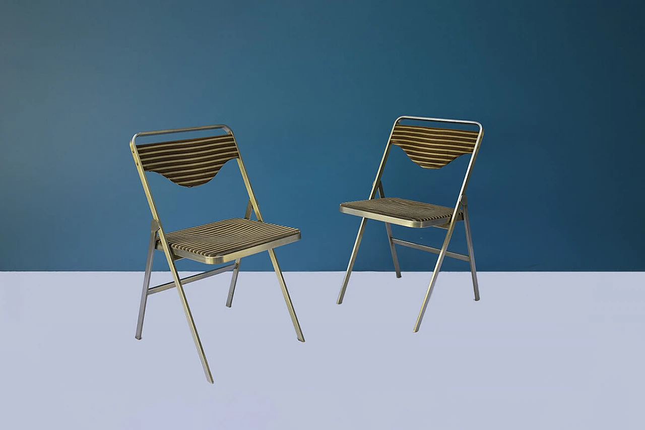 Pair of Easy folding chairs in metal and fabric by Gianni Moscatelli for Formanova, 1960s 1