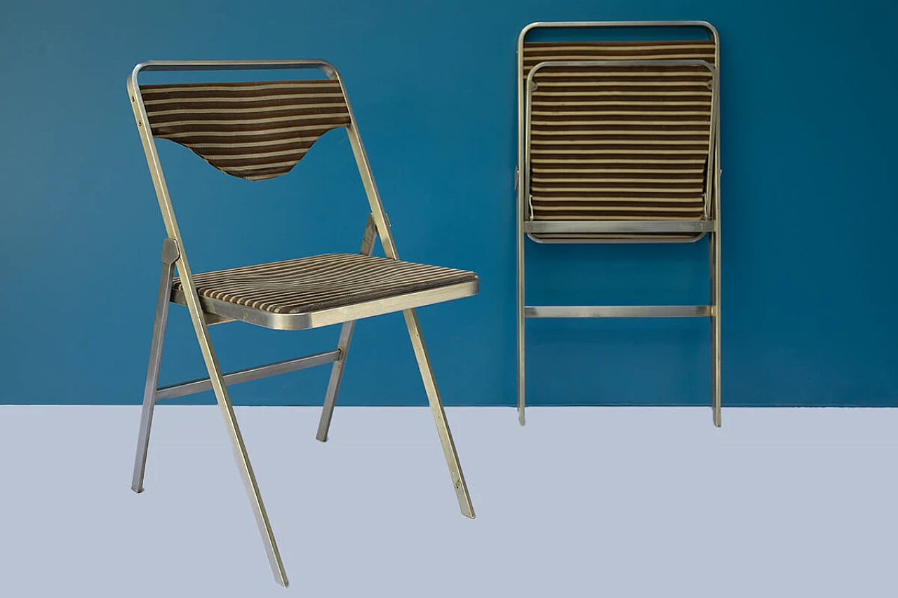 Pair of Easy folding chairs in metal and fabric by Gianni Moscatelli for Formanova, 1960s 4