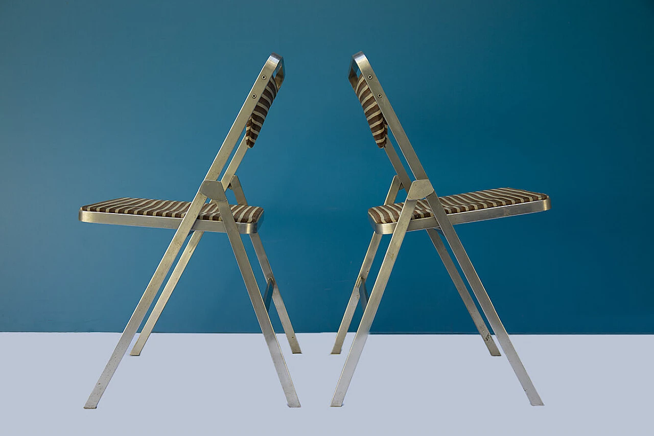 Pair of Easy folding chairs in metal and fabric by Gianni Moscatelli for Formanova, 1960s 5