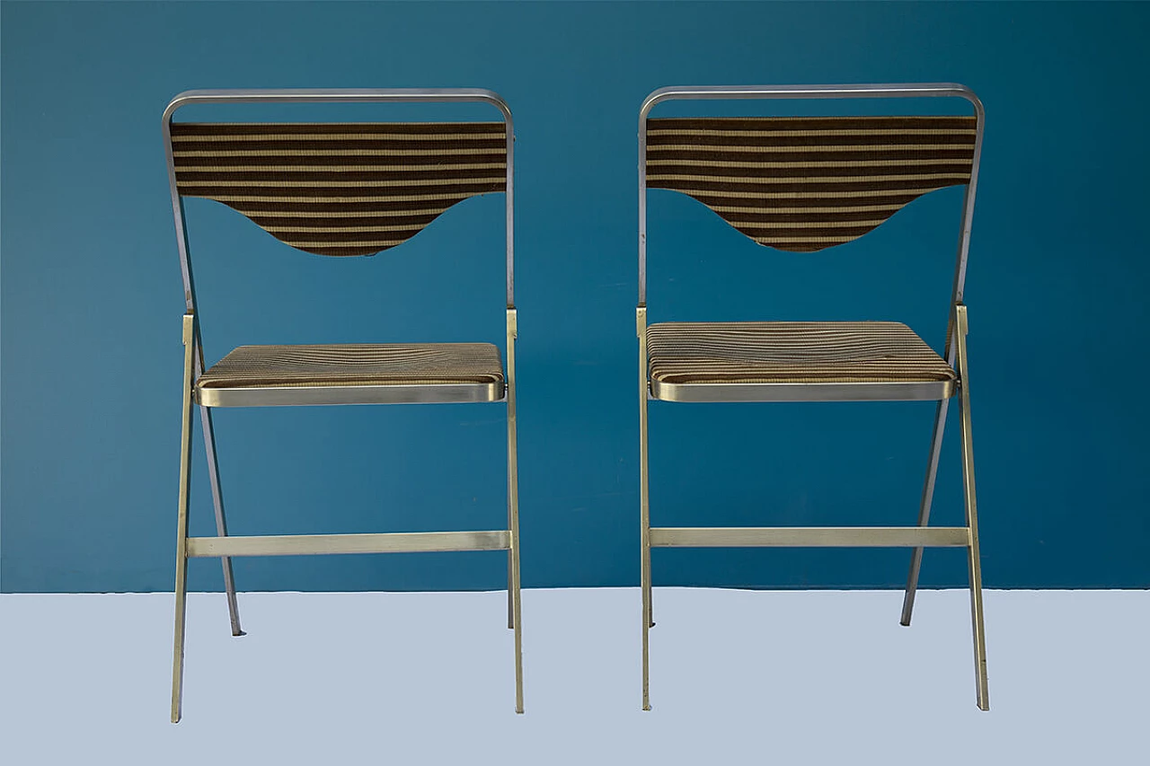 Pair of Easy folding chairs in metal and fabric by Gianni Moscatelli for Formanova, 1960s 6