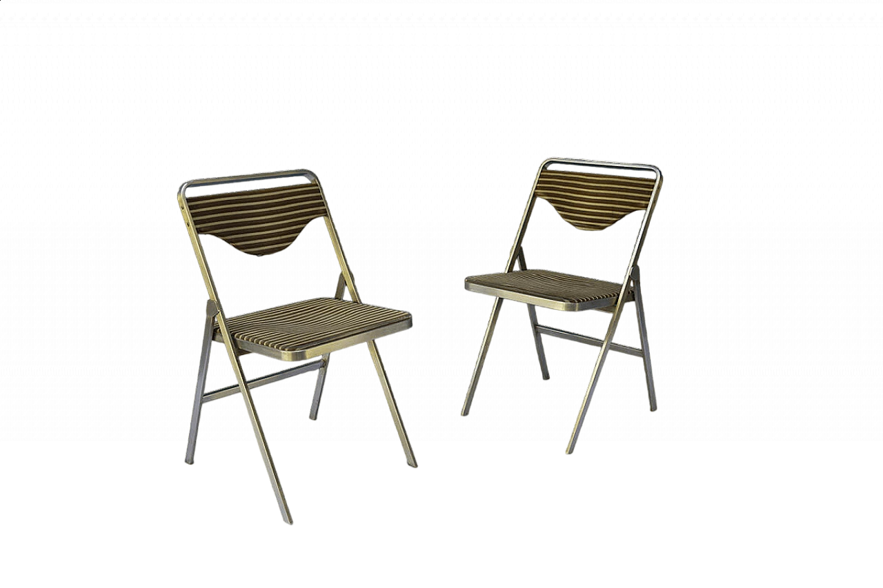 Pair of Easy folding chairs in metal and fabric by Gianni Moscatelli for Formanova, 1960s 7