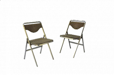 Coppia di sedie pieghevoli Easy in metallo e tessuto di Gianni Moscatelli per Formanova, anni ’60