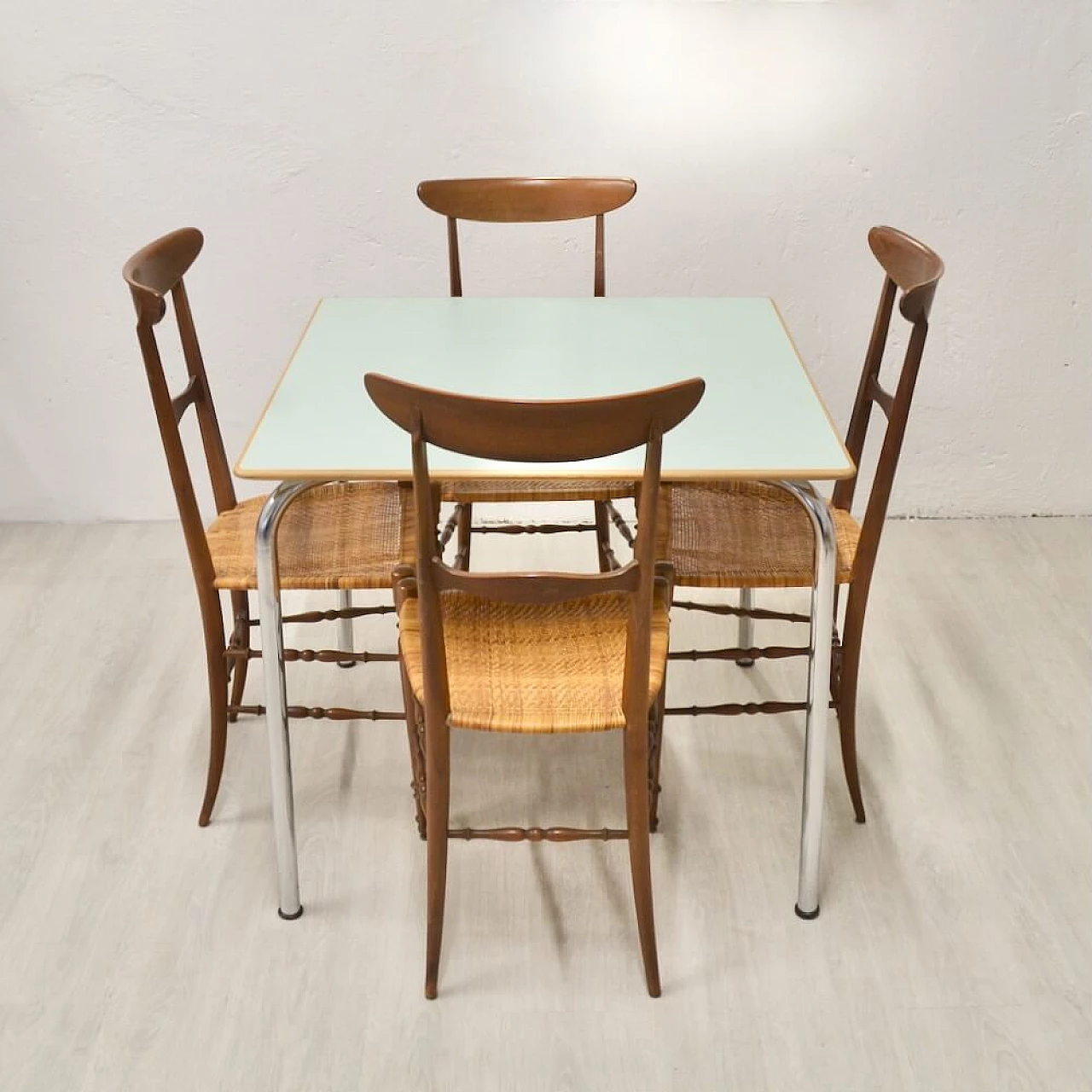 5 Chiavari chairs in wood and woven straw, 1950s 10