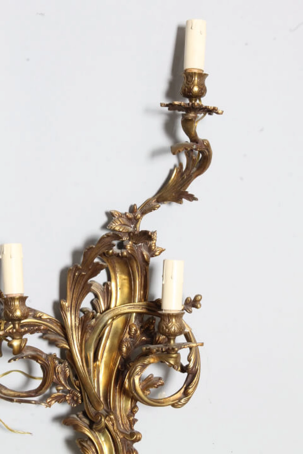 Pair of Louis XVI style bronze wall lights, late 19th century 3