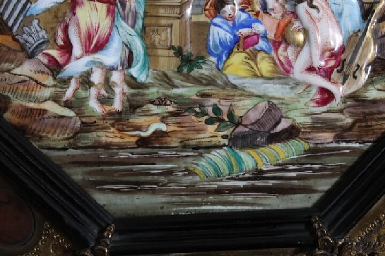 Placca in porcellana di Capodimonte con cornice in legno, pietre e metallo, '800 14
