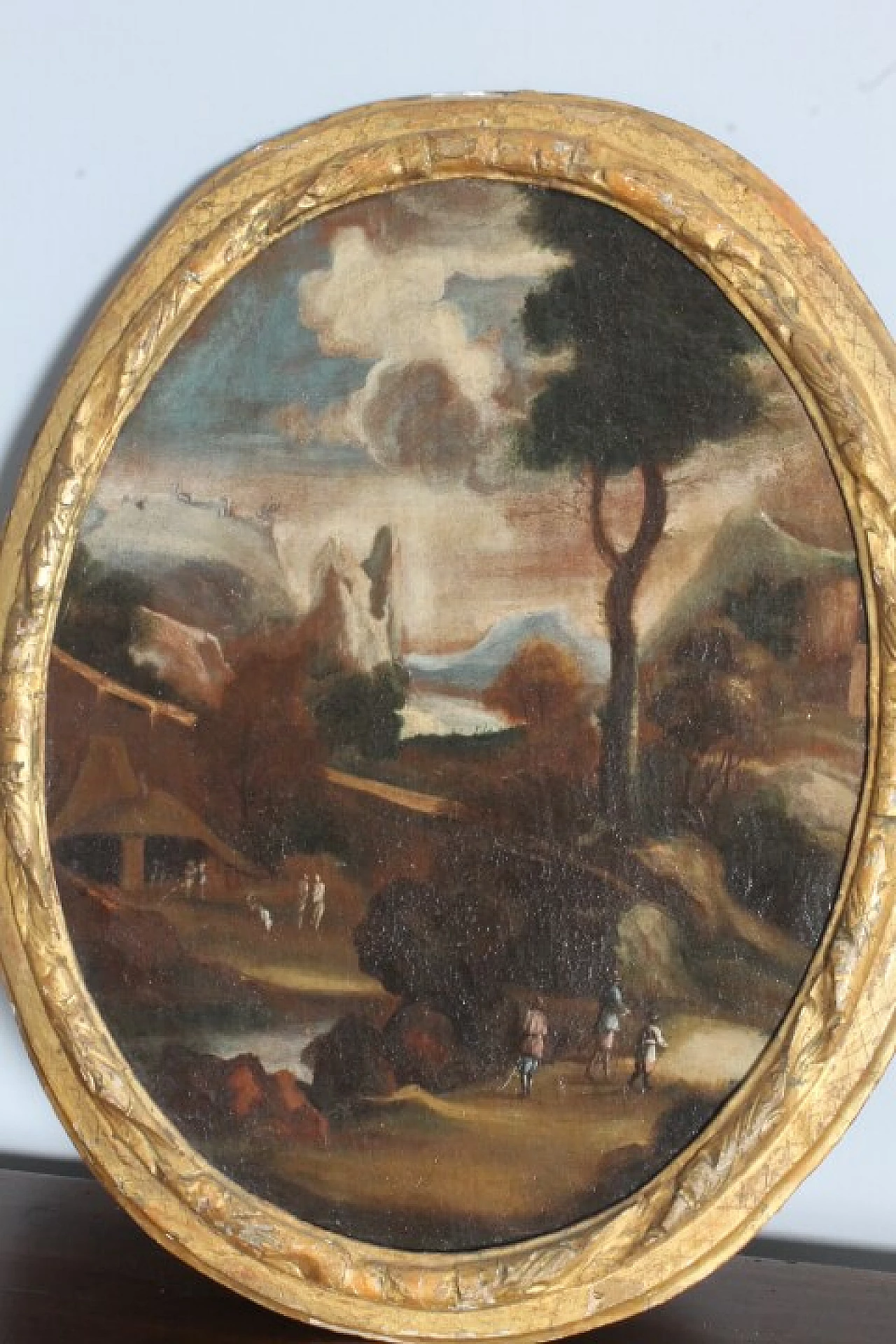 Landscape with figures, oil painting on canvas, 18th century 2
