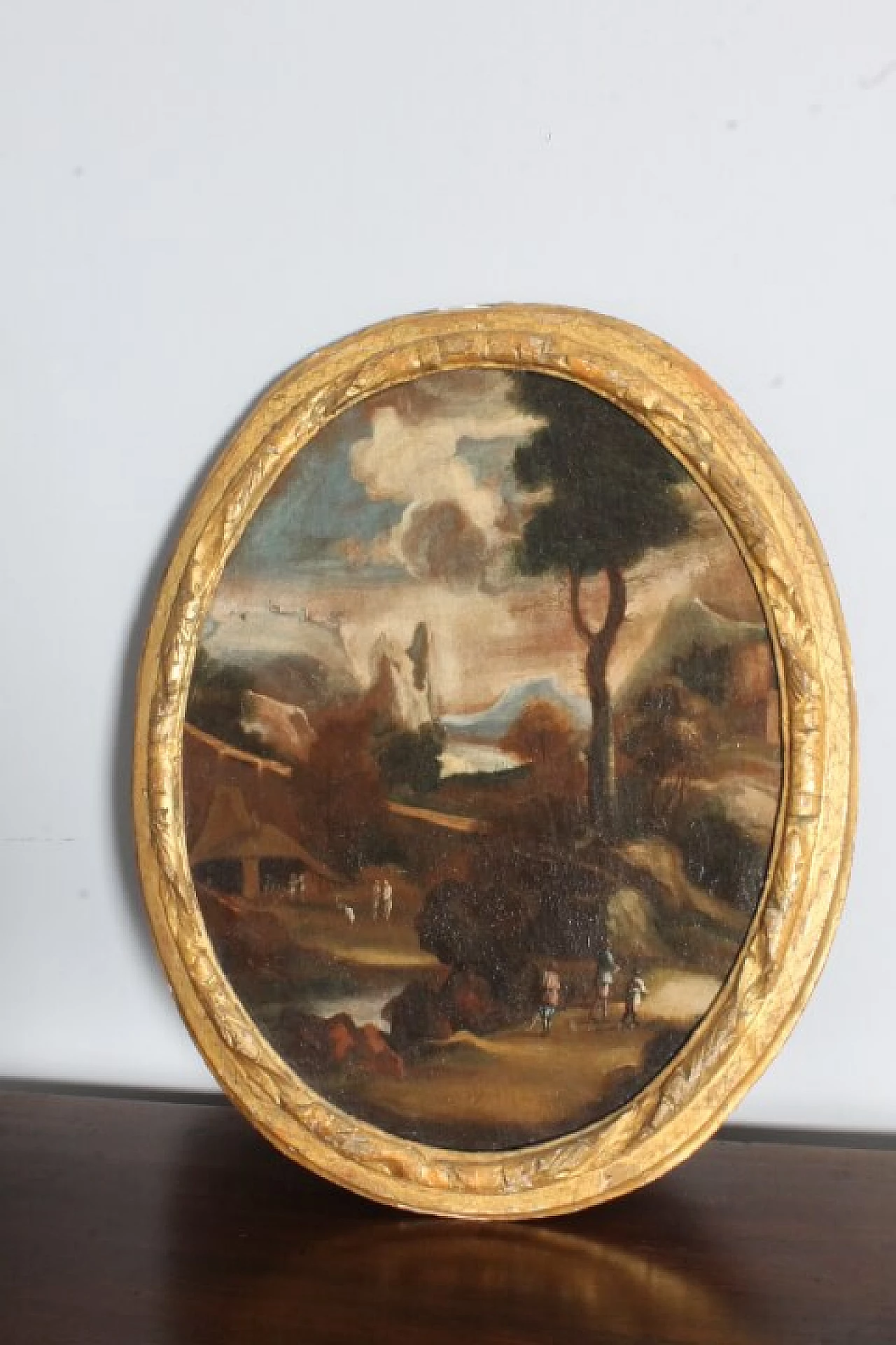 Landscape with figures, oil painting on canvas, 18th century 3