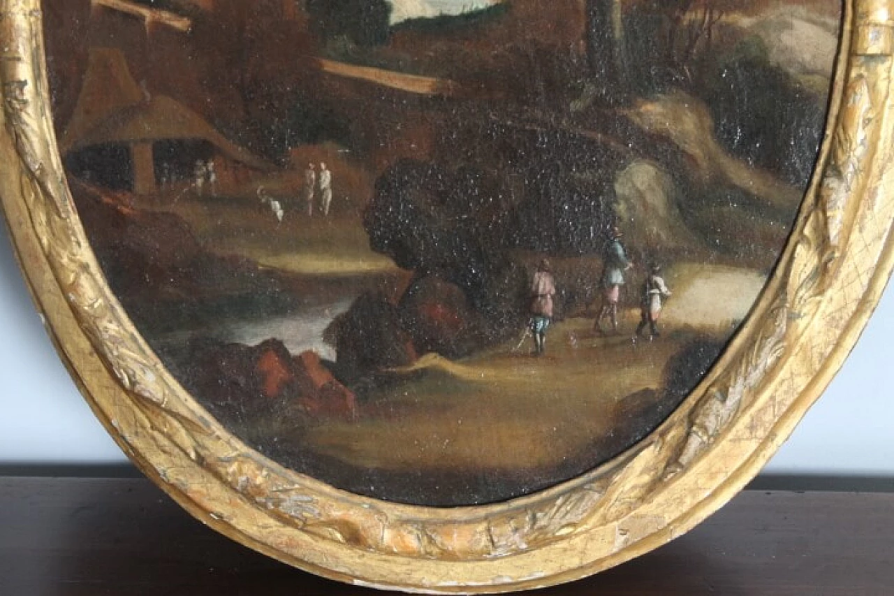 Landscape with figures, oil painting on canvas, 18th century 4