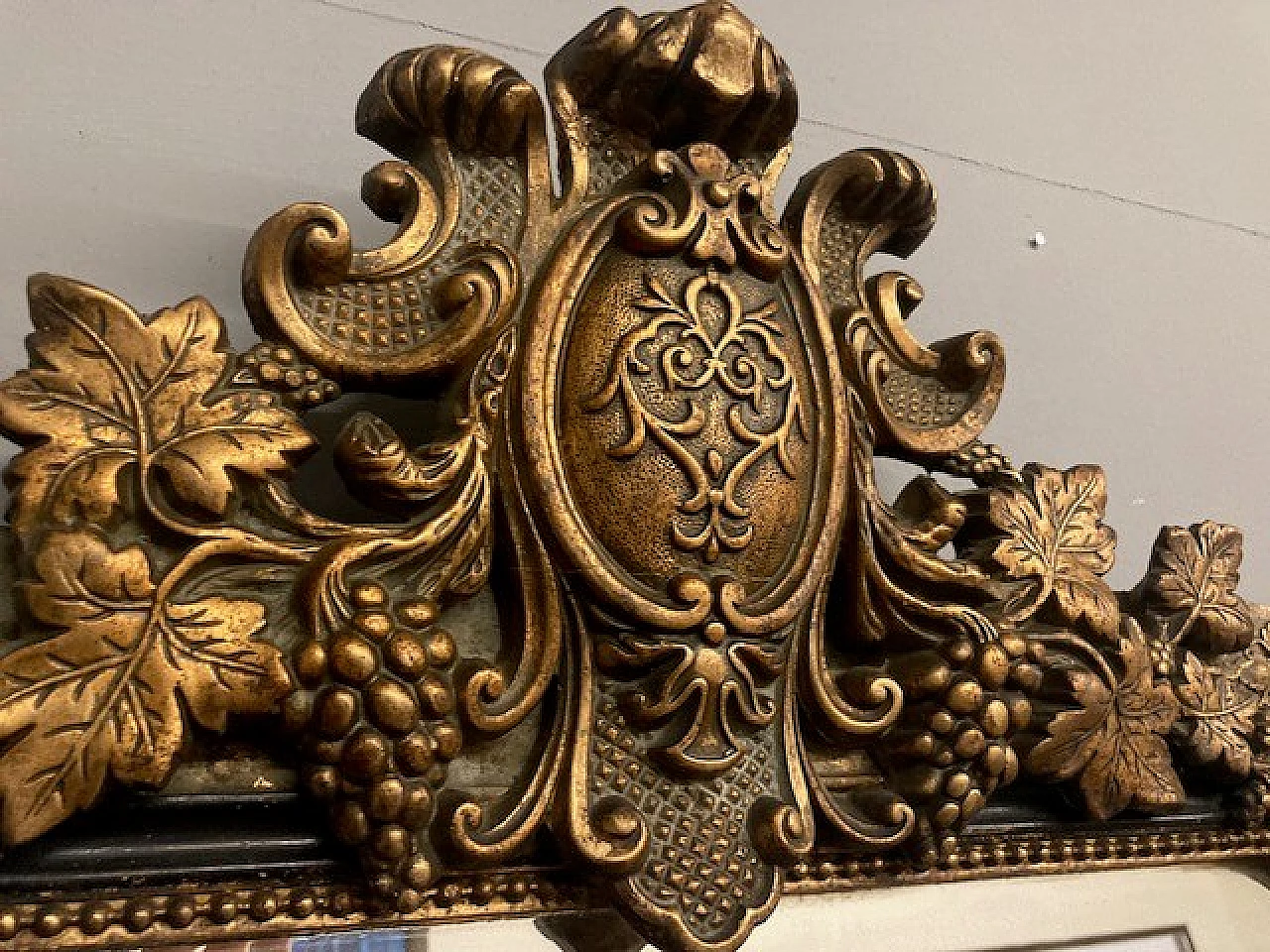 Specchio Luigi Filippo in legno laccato nero e dorato, metà '800 6