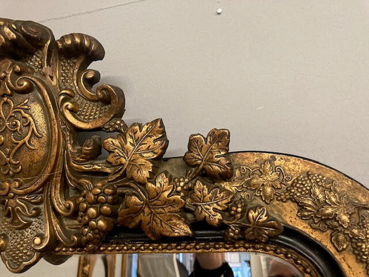 Specchio Luigi Filippo in legno laccato nero e dorato, metà '800 11