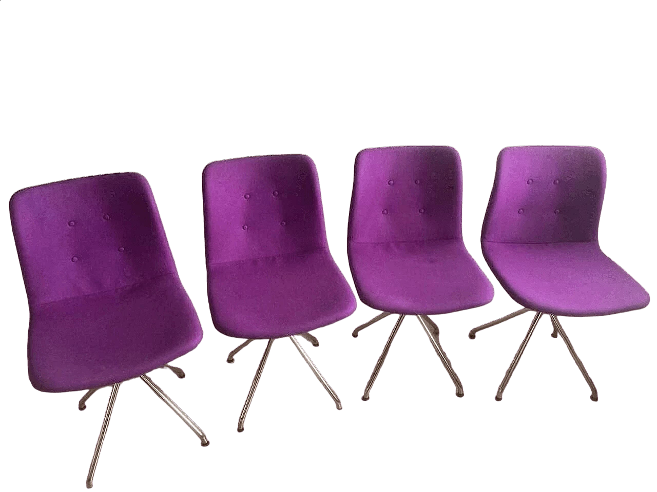 4 Primum Dynamic chairs in purple wool and metal by Bent Hansen 14