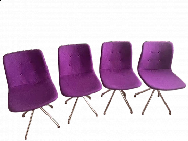 4 Primum Dynamic chairs in purple wool and metal by Bent Hansen